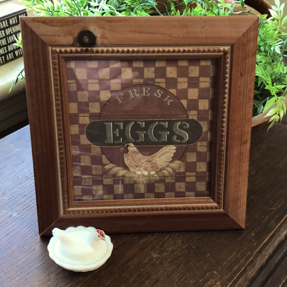 Vintage Hen on Nest FRESH EGGS Farmhouse Print Susan Clickner Signed - Picture 2 of 7